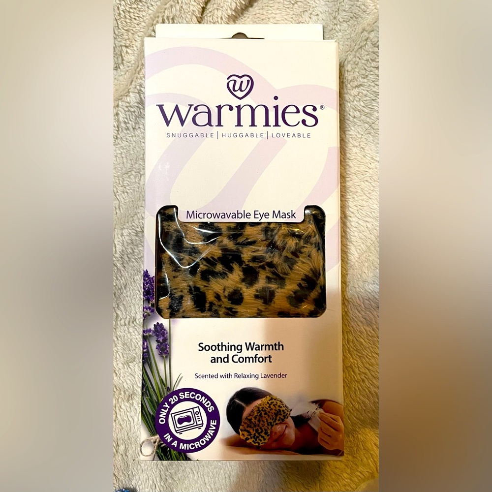 Plush Eye Mask Furry Sleep Mask Warmies 8.5" Leopard Print Scented Lavender